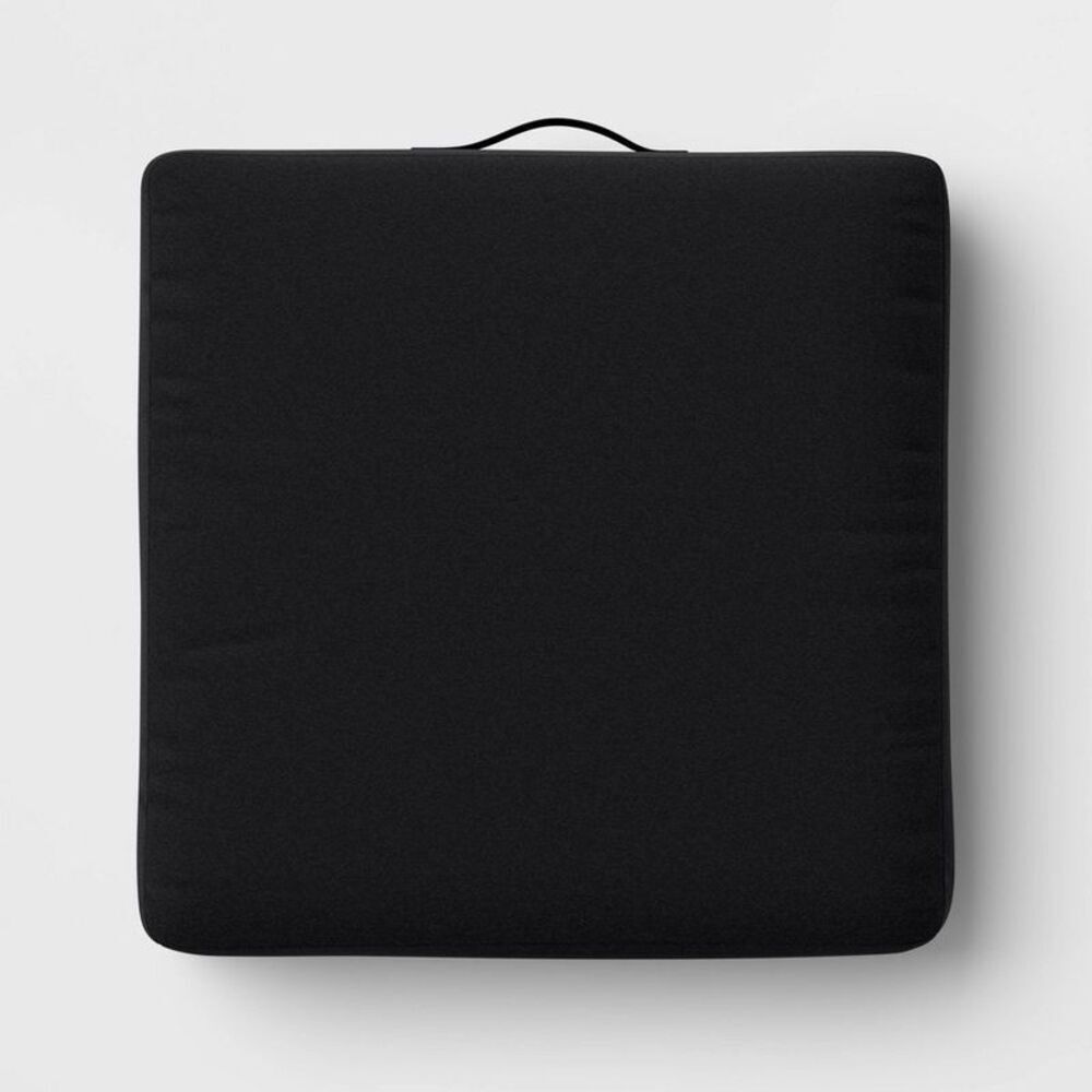 Room Essentials - 20"x20" Solid Outdoor Deep Seat Cushion Black - Ro Black